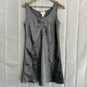 Vtg 90s Intimate Essentials Lingerie‎ Gray Monogram IE Satin Nightgown Pjs Sexy